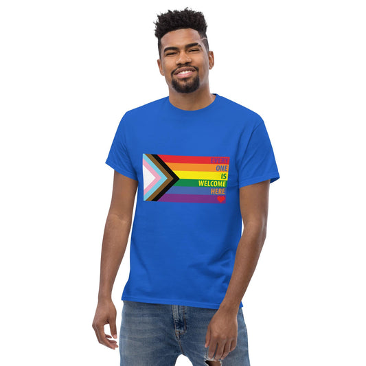 Rainbow Every One Is Welcome Here Progress Pride Flag LGBTQ POC Transgender Flag - Unisex classic tee