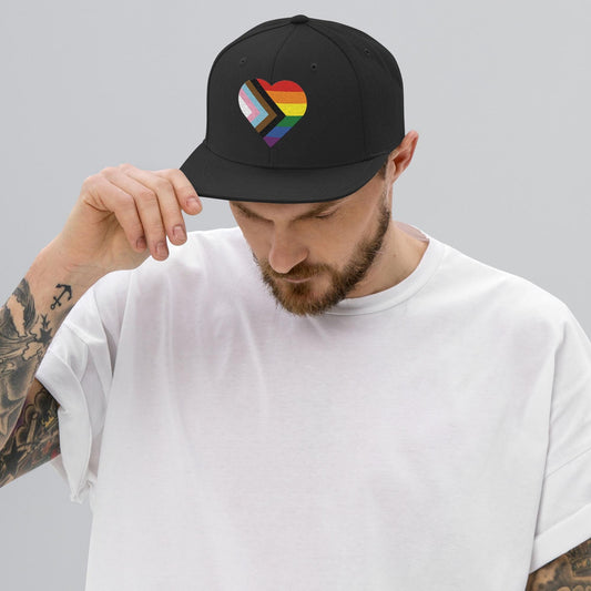 Heart Progress Pride Flag LGBTQ POC Transgender Flag - Snapback Hat