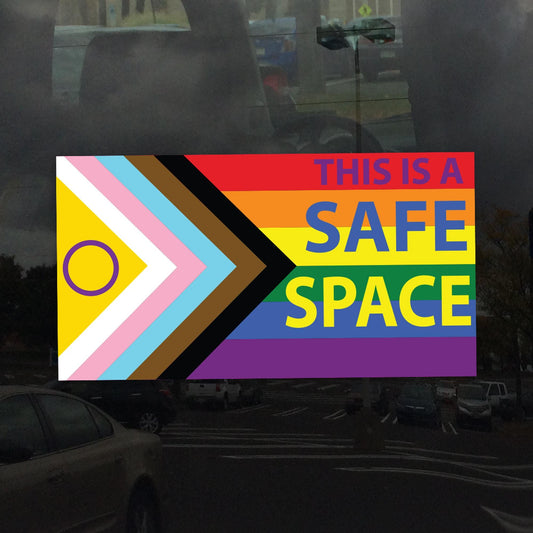 Intersex-Inclusive Safe Space Progress Pride Flag Window Cling - Vibrant LGBTQ+ POC & Transgender Flag for Indoor/Outdoor Use