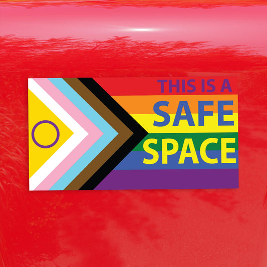 Intersex-Inclusive Safe Space Progress Pride Flag Window Cling - Vibrant LGBTQ+ POC & Transgender Flag for Indoor/Outdoor Use