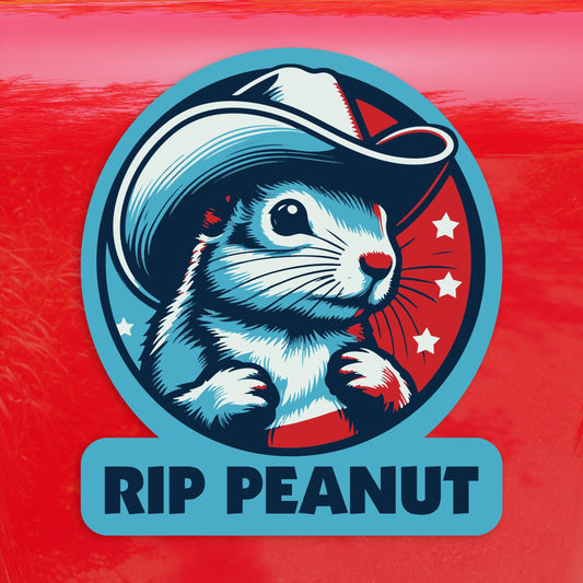 RIP Peanut the Squirrel Decal Sticker – Vibrant Color Memorial Vinyl for Cars, Laptops, Windows