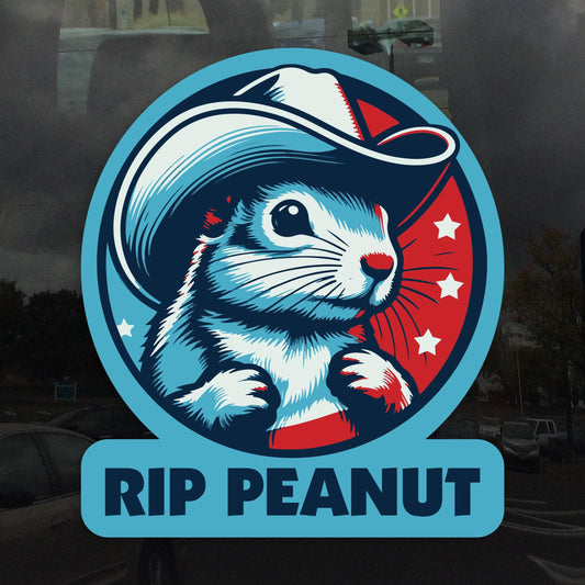 RIP Peanut the Squirrel Decal Sticker – Vibrant Color Memorial Vinyl for Cars, Laptops, Windows