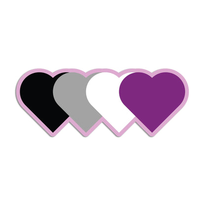 Asexual Flag Hearts Vinyl Decal Sticker – Subtle Pride Gift for Cars, Laptops, Windows – Durable, Weatherproof, Easy to Apply