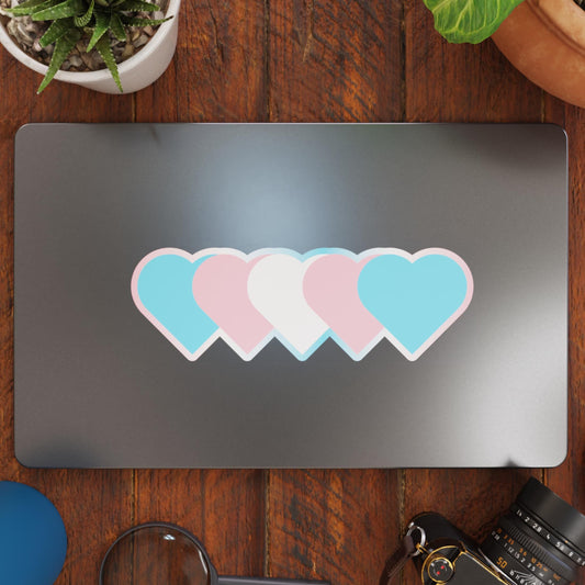 Progress Flag Hearts Vinyl Decal Sticker – Subtle Pride Gift for Cars, Laptops, Windows – Durable, Weatherproof, Easy to Apply