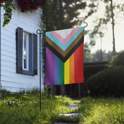 Progress Pride Garden Flag – LGBTQ+, POC, Transgender Flag, 12 x 17 Inch – Vibrant Outdoor Decor for Yard and Garden