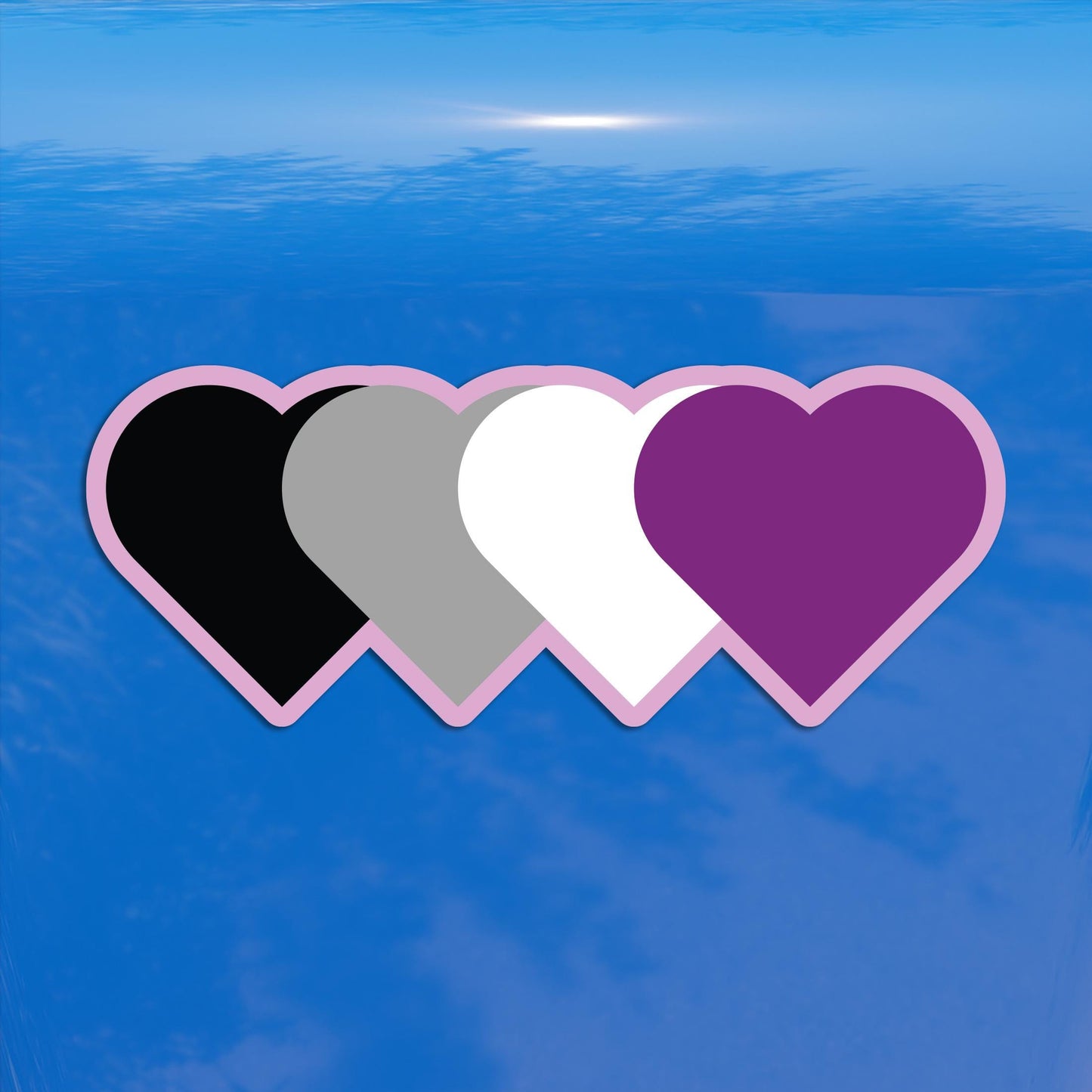 Asexual Flag Hearts Vinyl Decal Sticker – Subtle Pride Gift for Cars, Laptops, Windows – Durable, Weatherproof, Easy to Apply