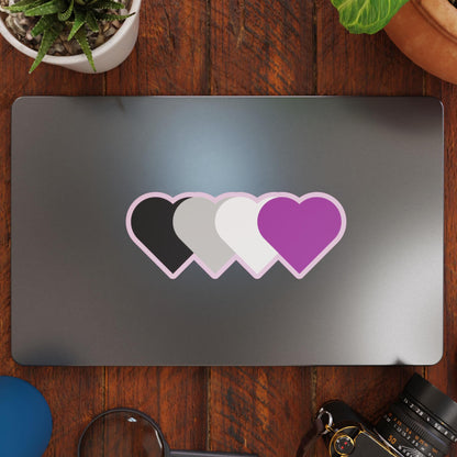 Asexual Flag Hearts Vinyl Decal Sticker – Subtle Pride Gift for Cars, Laptops, Windows – Durable, Weatherproof, Easy to Apply