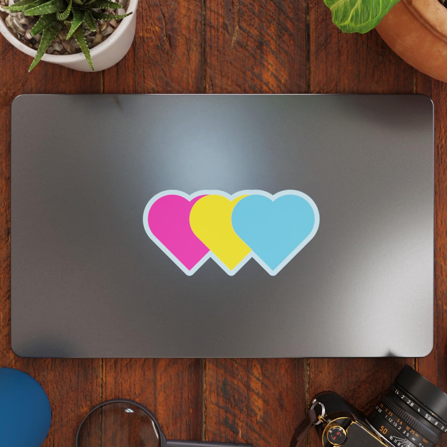 Pansexual Flag Hearts Vinyl Decal Sticker – Subtle Pride Gift for Cars, Laptops, Windows – Durable, Weatherproof, Easy to Apply