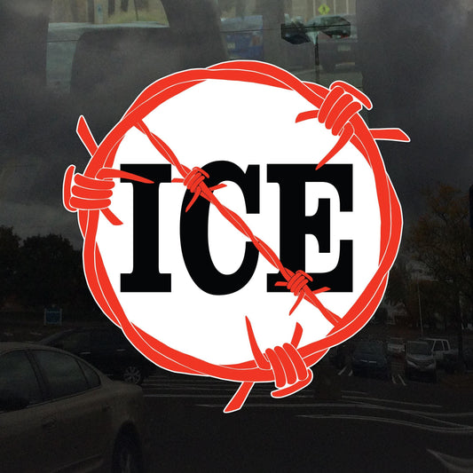 Anti ICE Protest Decal Bold Barbed Wire – Vibrant Color Static Cling Window Cling for Indoor and Outdoor Use