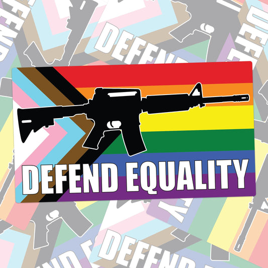 Defend Equality Pride Flag Decal – LGBTQ+ Vinyl Sticker for Cars, Laptops, and Water Bottles