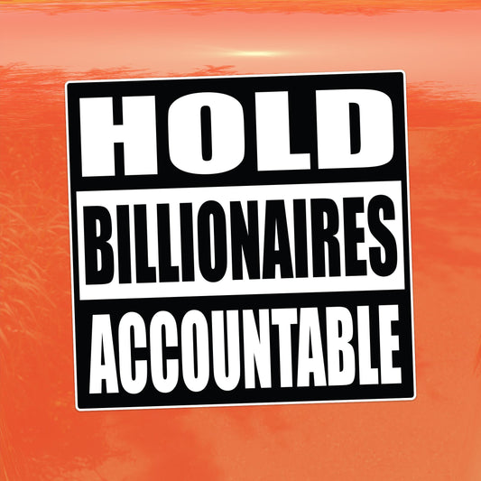 Hold Billionaires Accountable – Anti-Oligarchy Activist Vinyl Sticker for Cars, Laptops, and Windows