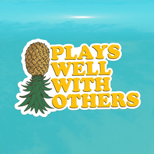 Plays Well With Others Decal – IYKYK Upside Down Pineapple Vinyl Sticker for Cars, Laptops, and Water Bottles
