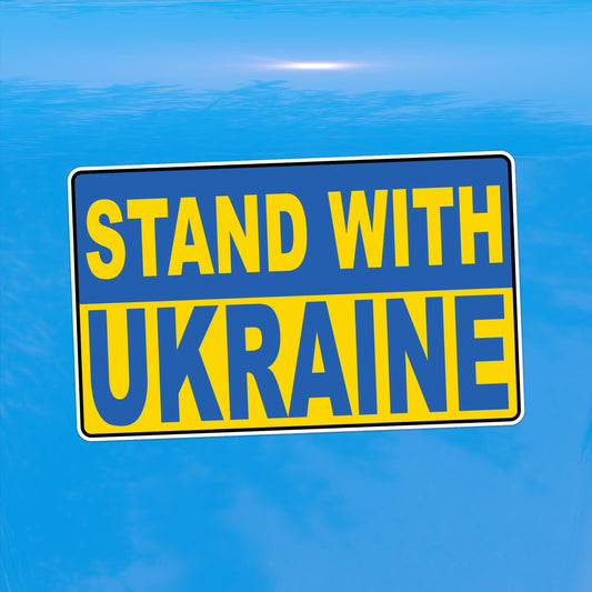 Stand with Ukraine Flag Decal - Ukraine Support - Vinyl Sticker for Cars, Laptops, and Water Bottles
