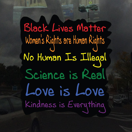 Progressive Values Sticker – Black Lives Matter, Women’s Rights, Love is Love Vinyl Decal for Cars, Laptops, and Windows