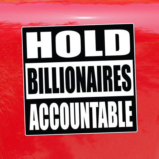 Hold Billionaires Accountable – Anti-Oligarchy Activist Vinyl Sticker for Cars, Laptops, and Windows