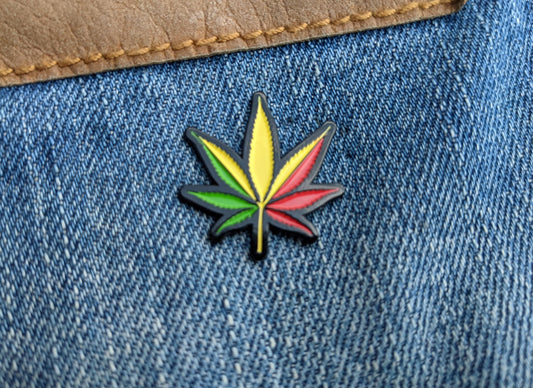 Rastafarian Flag Pot Leaf Enamel Pin – 1 inch Pin Badge - Cannabis & Marijuana Themed Accessory