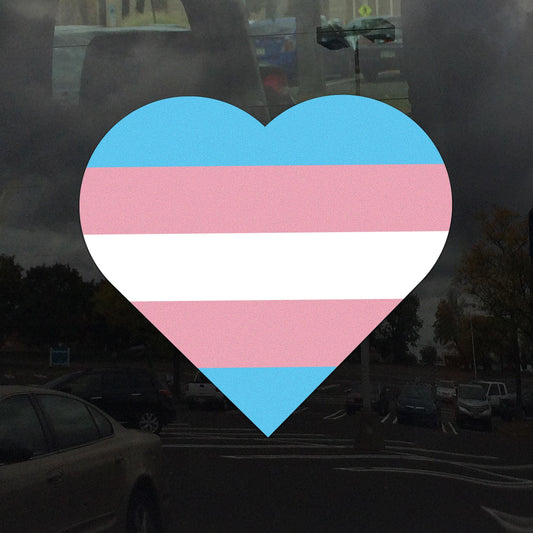 Heart Transgender Pride Flag Static Cling - Vibrant LGBTQ Window Decal for Indoor & Outdoor Use