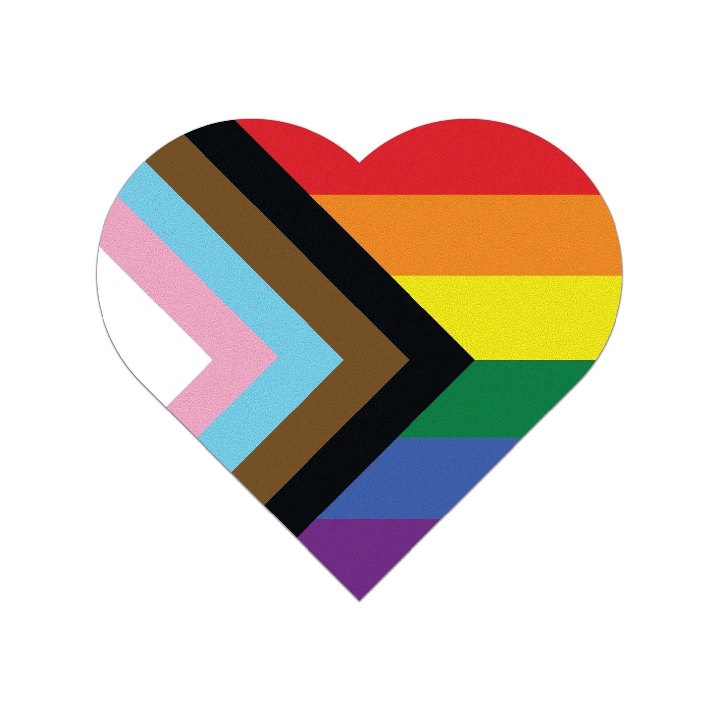 Heart Progress Pride Flag LGBTQ POC Transgender Flag - Vibrant Color Static Cling Window Cling - Use Indoor and Outdoor!