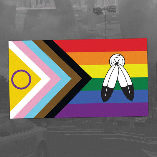 Two Spirit Intersex Progress Pride Flag LGBTQIA+ POC Transgender - Vibrant Color Static Cling Window Cling - Use Indoor and Outdoor!