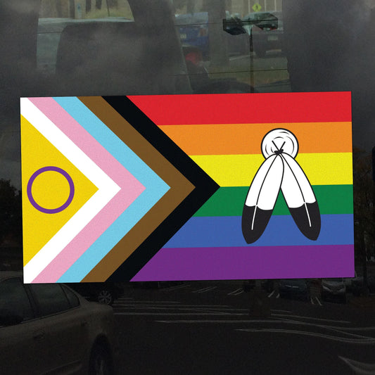 Two Spirit Intersex Progress Pride Flag LGBTQIA+ POC Transgender - Vibrant Color Static Cling Window Cling - Use Indoor and Outdoor!