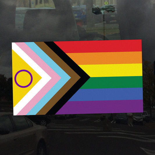Intersex Progress Pride Flag LGBTQIA+ POC Transgender - Vibrant Color Static Cling Window Cling - Use Indoor and Outdoor!