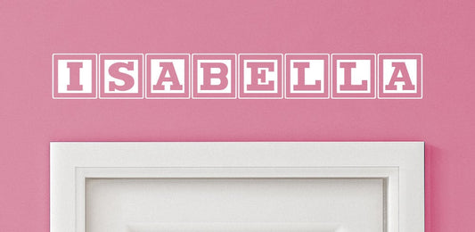 Isabella Baby Block Name Bedroom Closet Door - 30 inch wide Wall Vinyl Decal Decorative Art