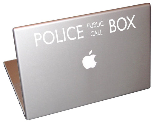 Police Public Call Box Telephone Booth - Macbook, Laptop and Car Decal Custom Colors and Sizes Available