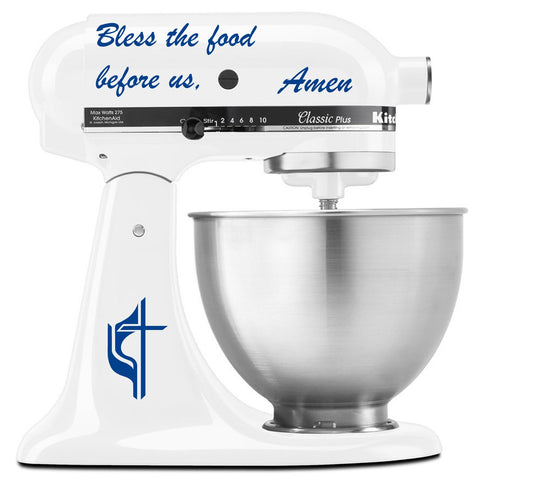 Bless the Food Before us Version 2 Amen Prayer Cross and Quote - Vinyl Decal Set for Kitchen Mixers