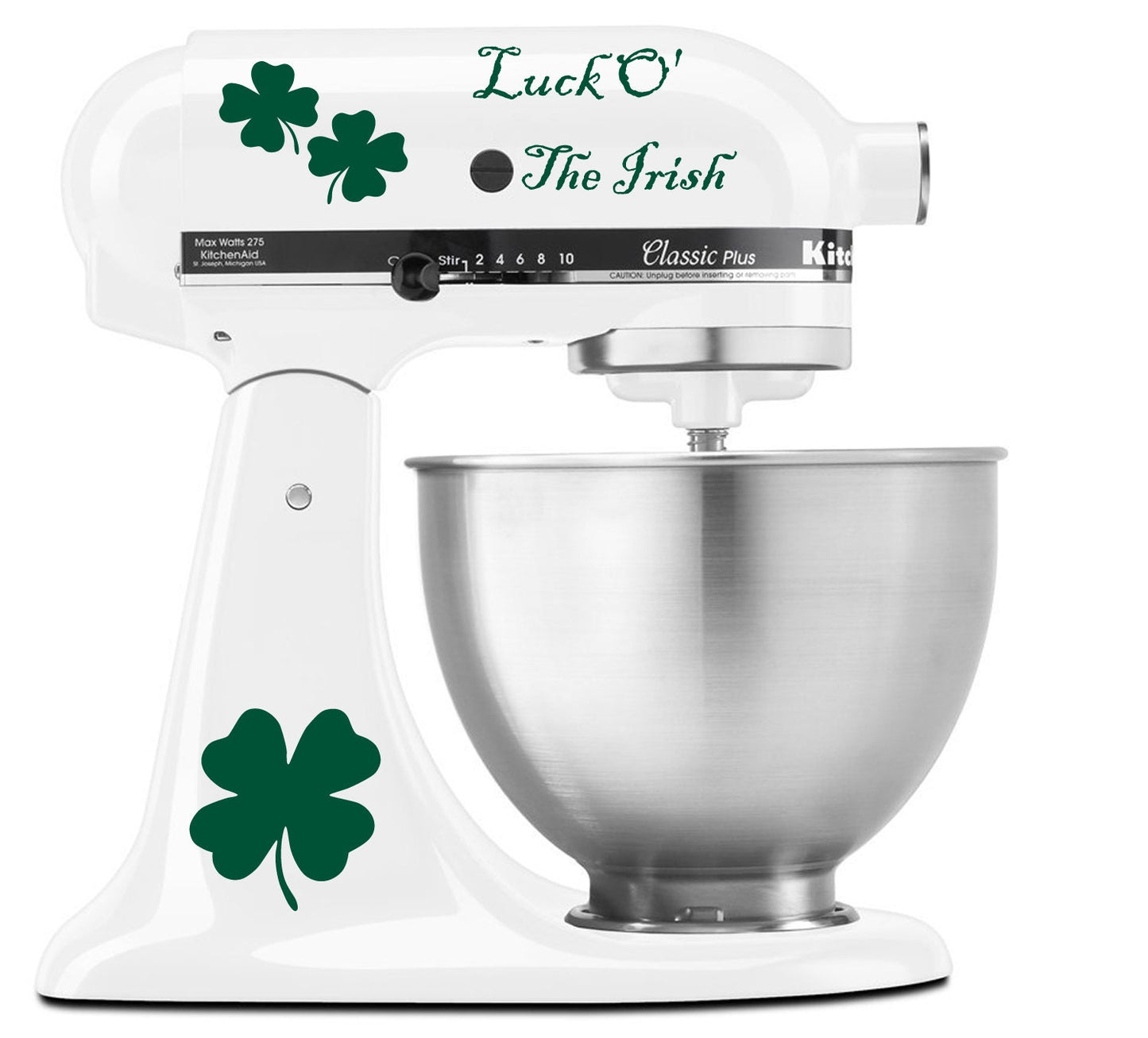 Luck of the Irish Four Leaf Clover Ireland Heritage - Vinyl Decal Set for Kitchen Mixers