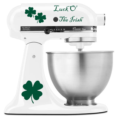 Luck of the Irish Four Leaf Clover Ireland Heritage - Vinyl Decal Set for Kitchen Mixers