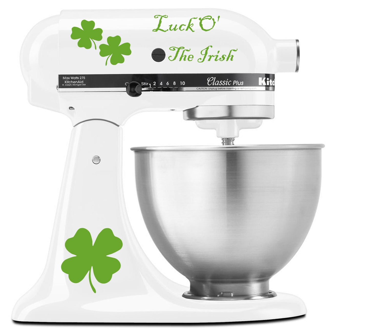 Luck of the Irish Four Leaf Clover Ireland Heritage - Vinyl Decal Set for Kitchen Mixers