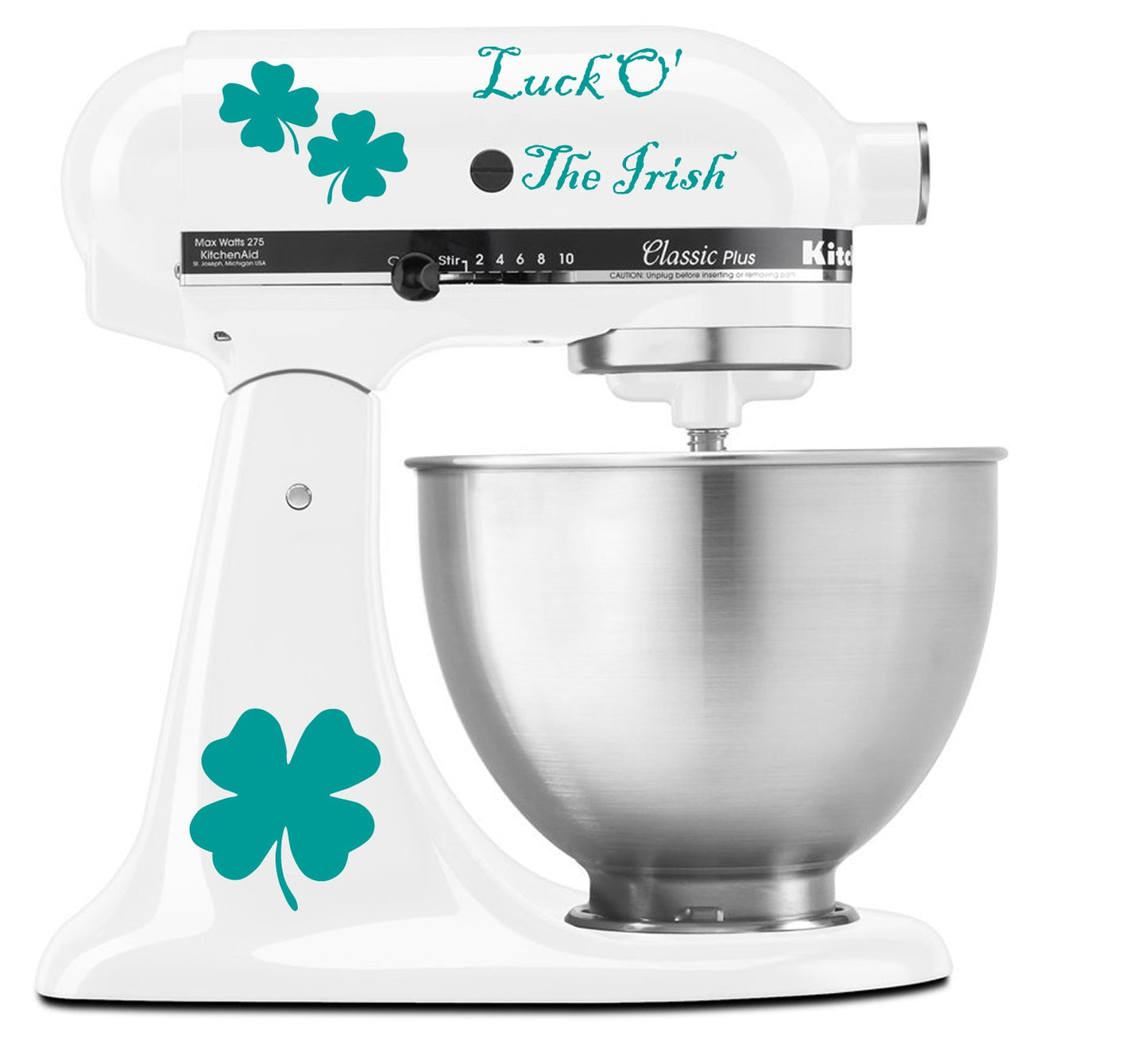 Luck of the Irish Four Leaf Clover Ireland Heritage - Vinyl Decal Set for Kitchen Mixers