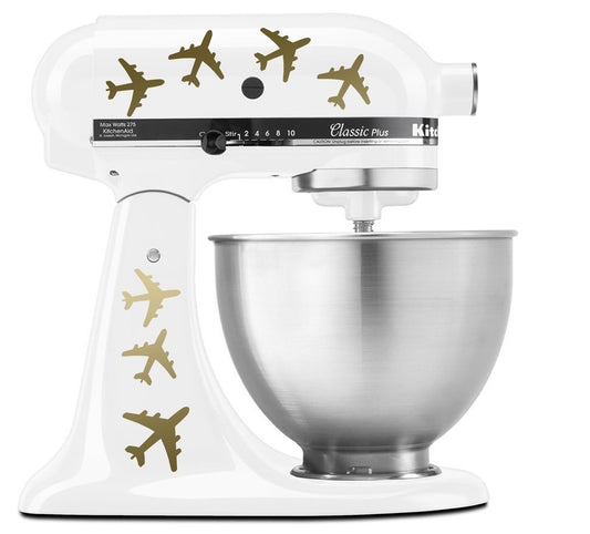 Commercial Airplane Jets in Flight Pattern - Vinyl Decal Set for Kitchen Mixers