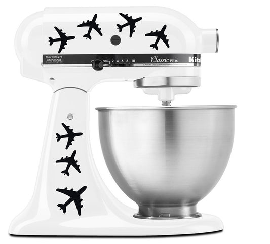 Commercial Airplane Jets in Flight Pattern - Vinyl Decal Set for Kitchen Mixers
