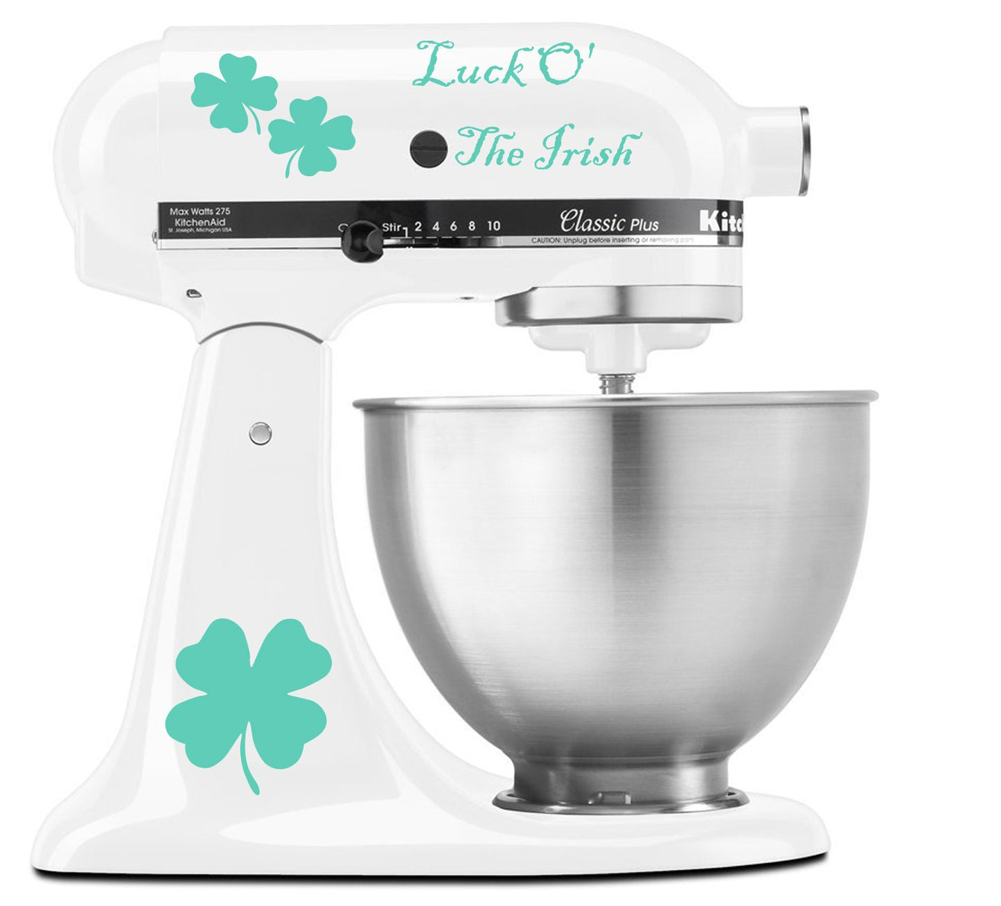 Luck of the Irish Four Leaf Clover Ireland Heritage - Vinyl Decal Set for Kitchen Mixers