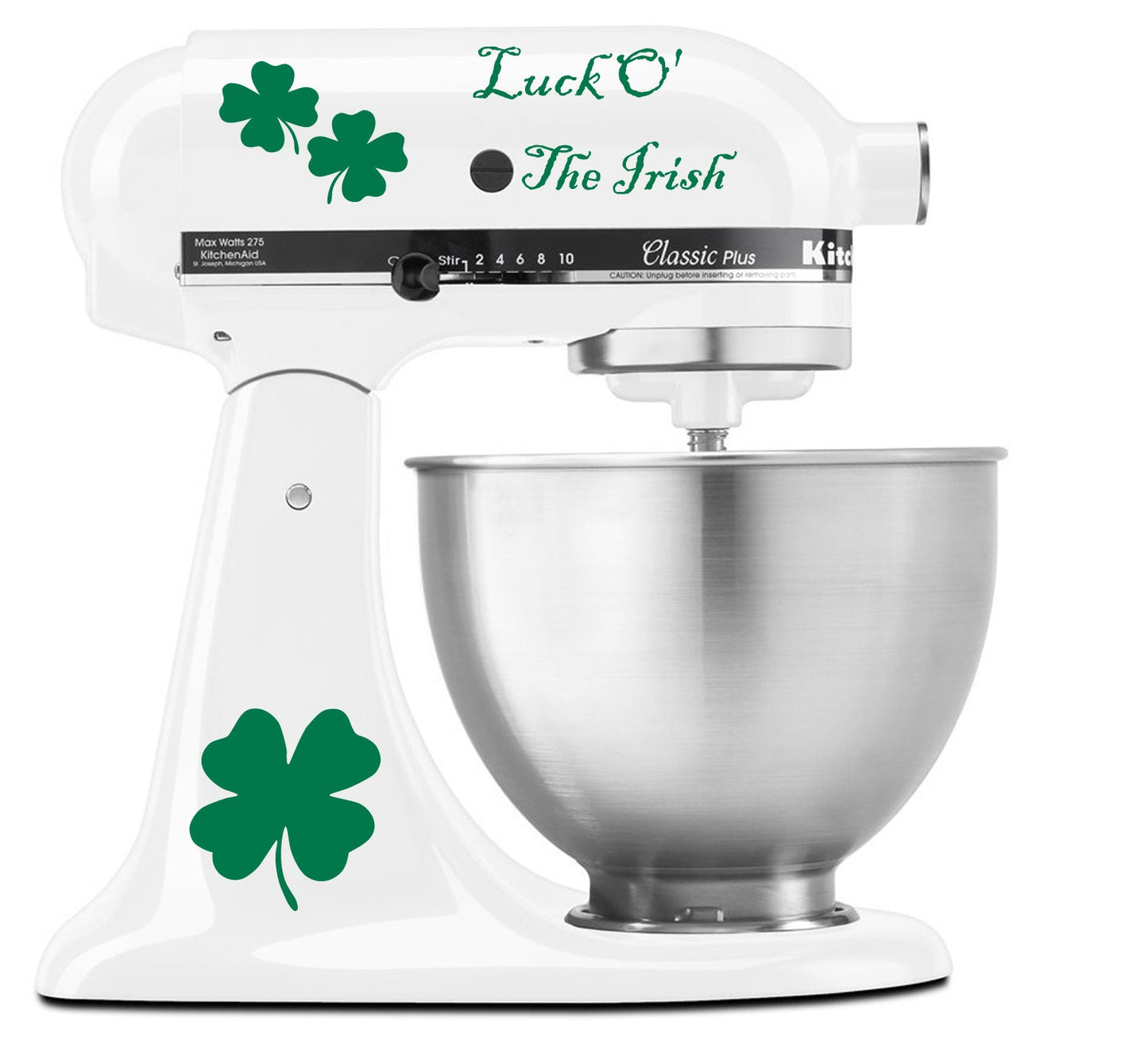 Luck of the Irish Four Leaf Clover Ireland Heritage - Vinyl Decal Set for Kitchen Mixers