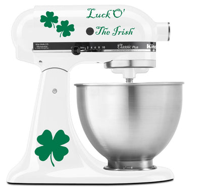 Luck of the Irish Four Leaf Clover Ireland Heritage - Vinyl Decal Set for Kitchen Mixers